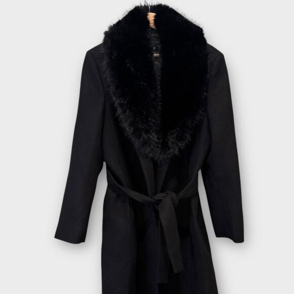 MANGO Manteco Wool Blend Coat with Removable Faux Fur Collar Size US/XL - Picture 10 of 16